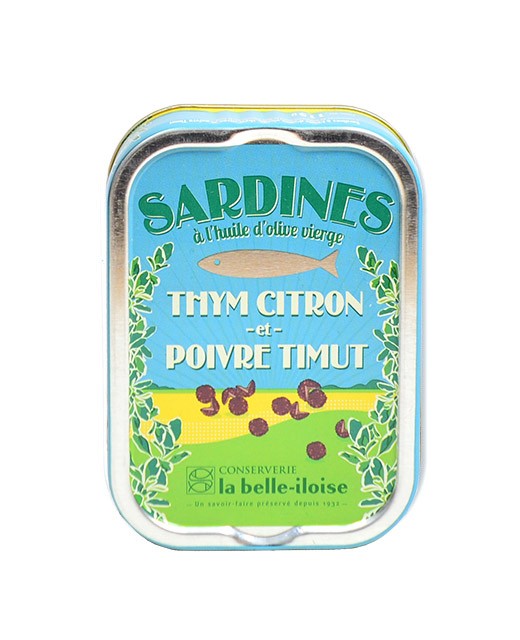 Sardinen in nativem Olivenöl, Zitronenthymian und Timut-Pfeffer - La Belle-Iloise